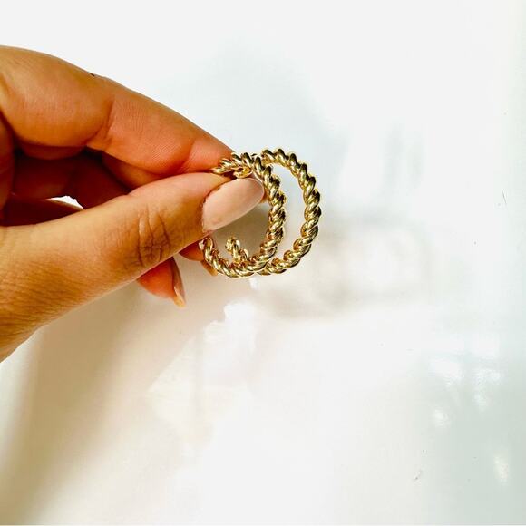 Nordstrom Jewelry - NEW NORDSTROM REVOLVE 10kt Gold Ball Slim Band Twisted Hoops Earrings Jewelry